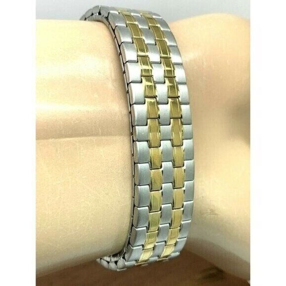 Timex Men's Watch T26481 Quartz 35mm Gray Dial Indiglo Two Tone Stretched Band - Picture 11 of 13